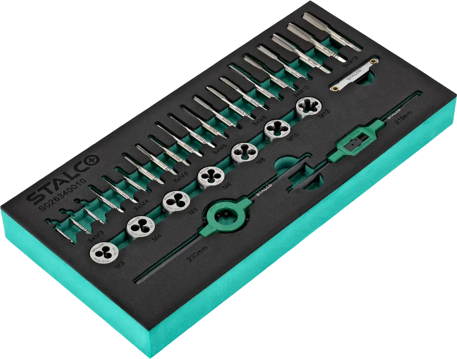 Tap and die set 31 pcs EVA insert STALCO S026340010