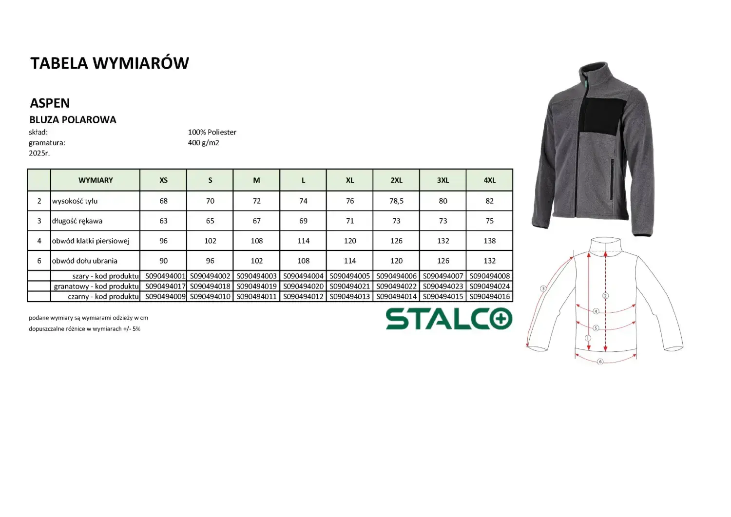Men’s Fleece Jacket ASPEN STALCO 4XL Navy STALCO S090494024