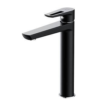 MILLE Opbouw Hoge Wastafelmengkraan Zwart met Metalen Click-Clack Plug S951-356