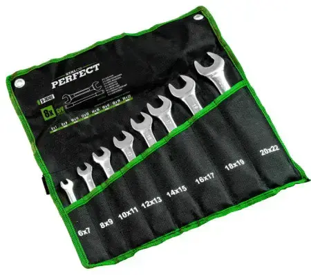 Polished flat wrenches 6 - 17 mm, 6 pcs STALCO PERFECT S-76740