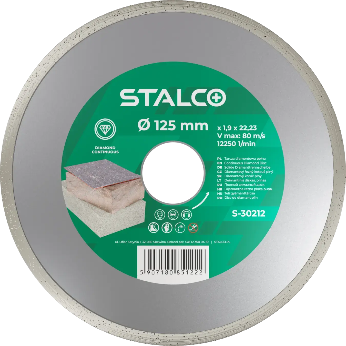 Diamond blade solid ø230 x 2.6 x 22.23 mm STALCO S-30223