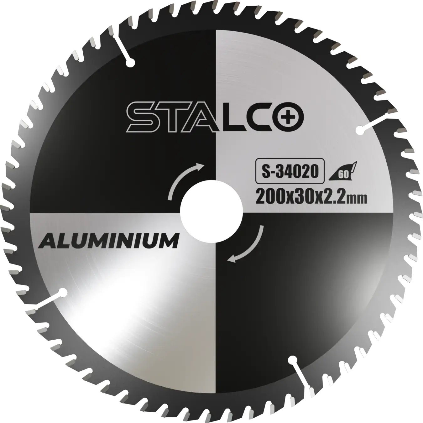 Aluminium cirkelzaagblad ø200x30x2,2 mm, 80 tanden, reductie ø16, ø20 mm, max 7600 rpm STALCO S-34025