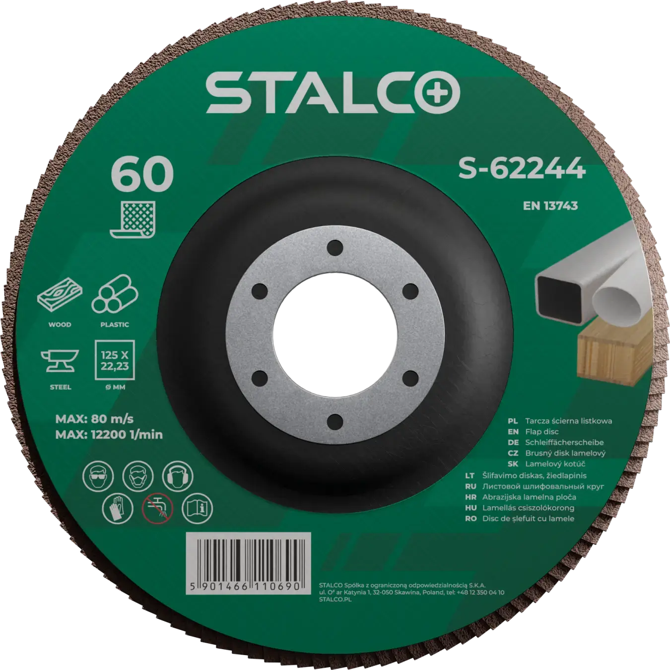 Flap Sanding Disc Ø125 x 22.23 mm, G60 STALCO S-62244