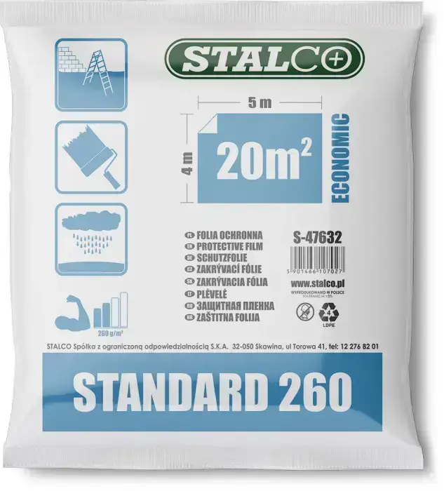 Beschermfolie Type standaard Product specificaties LDPE 260g B x L (m) 4 x 5 STALCO S-47632