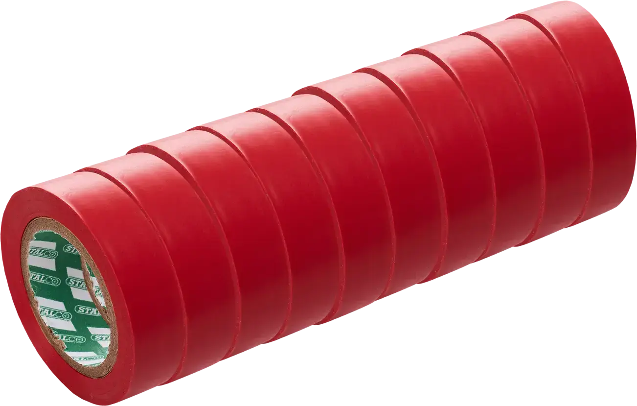 Insulation tape 15 mm x 10 m, red, pack of 10 pcs STALCO S-38630