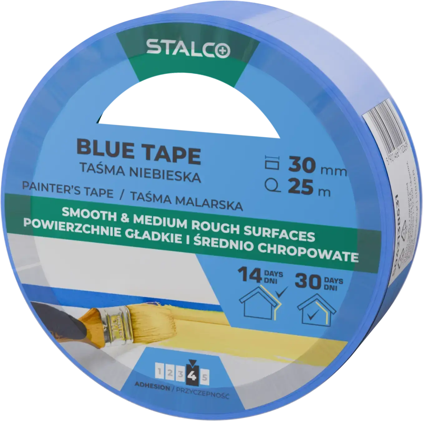 Blauwe schilderstape 30 mm x 25 m, blauw STALCO S042138531