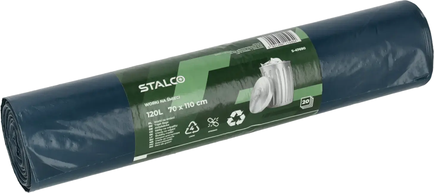 Trash bags 120 L, 70 x 110 cm, pack of 20 STALCO S-47690