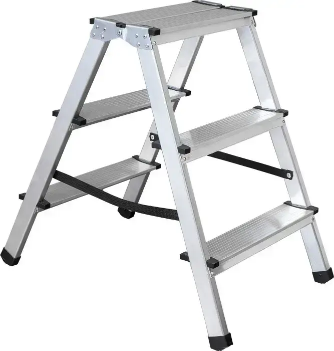 Double-sided household ladder 150kg 2 x 3 steps (with platform), 2.20 kg STALCO S-40527