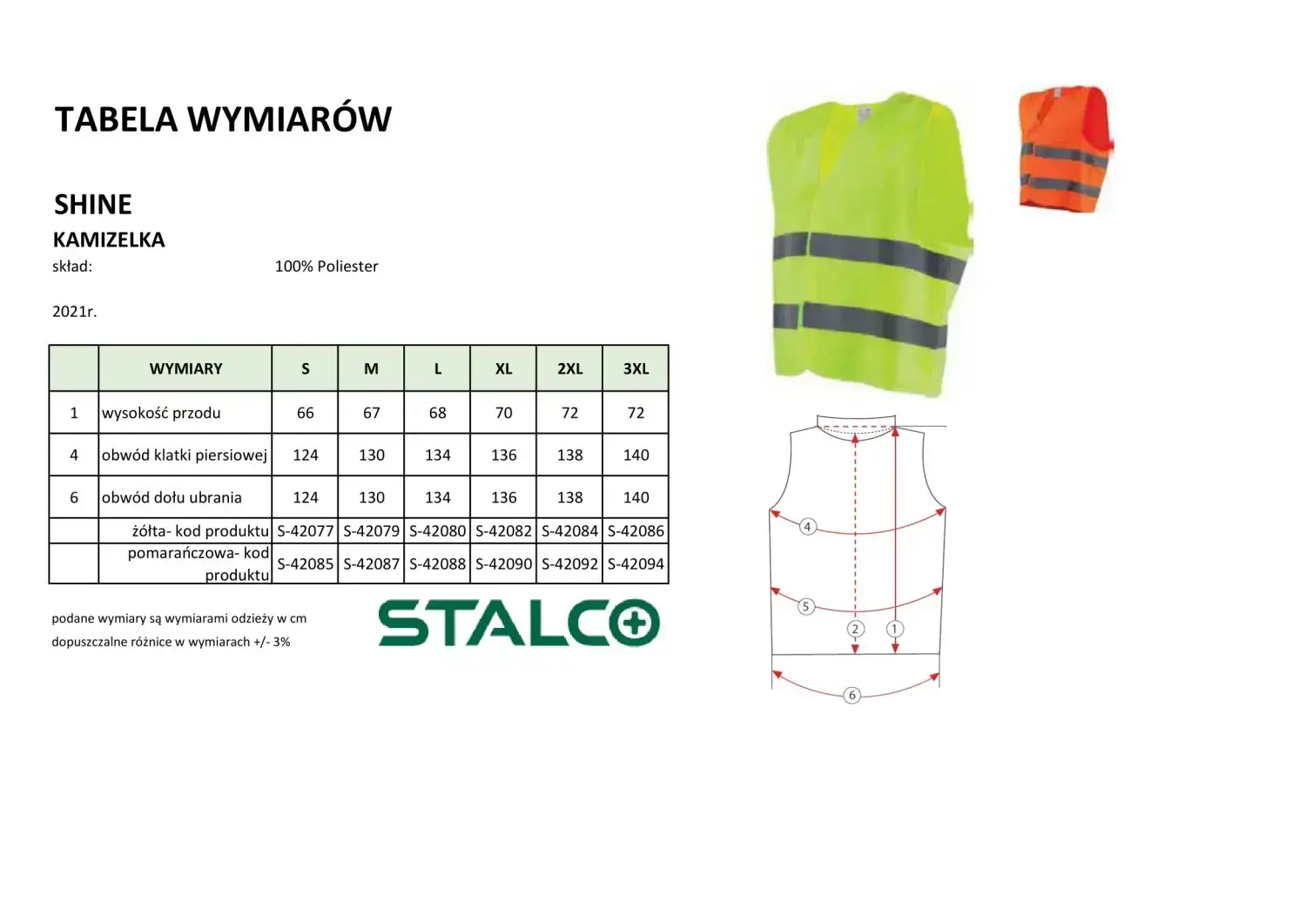 High-visibility vest SHINE 2XL Yellow STALCO S-42084