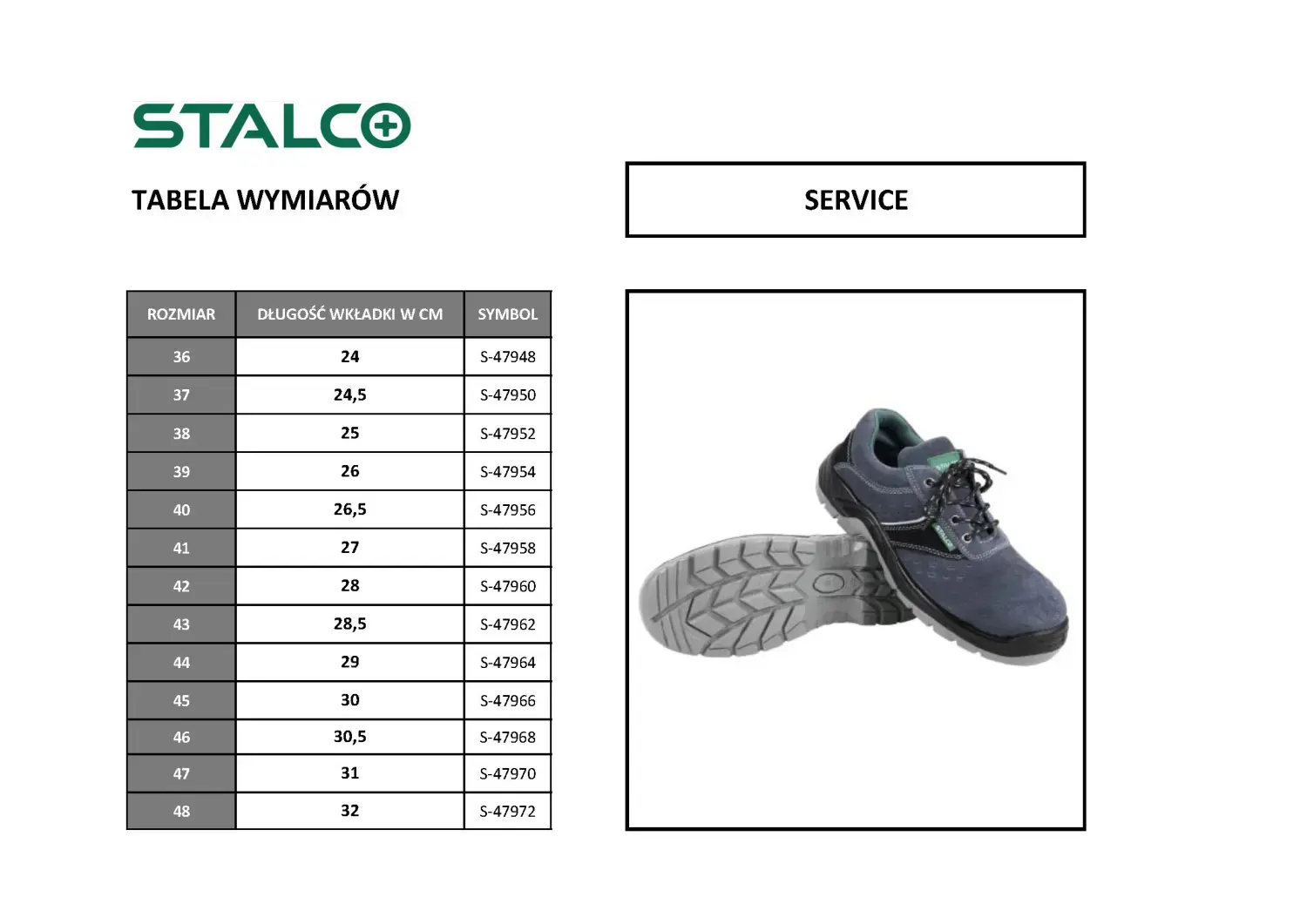 Leather low shoes SERVICE S1 size 46 STALCO S-47968