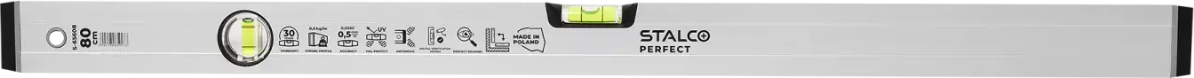 Geanodiseerde aluminium waterpas 80 cm STALCO PERFECT S-65608
