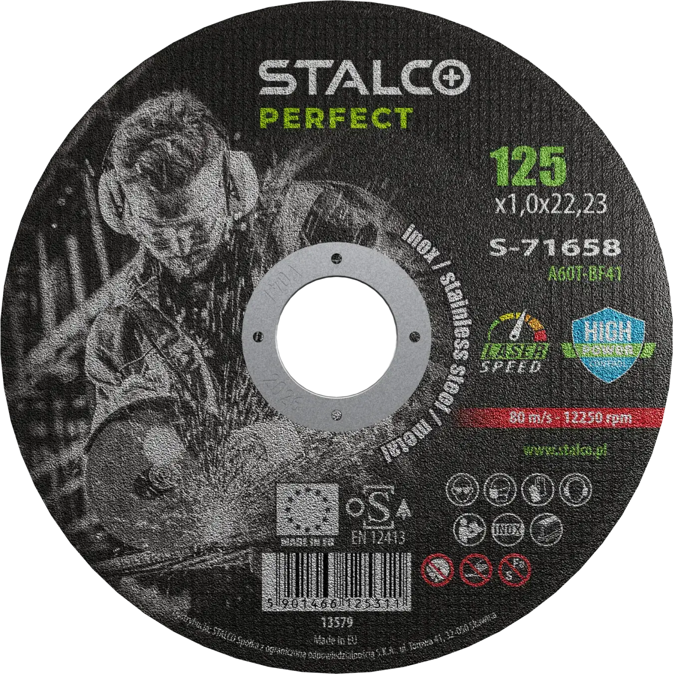 Metal cutting disc – flat ø 125 x 1.0 x 22,23 mm, zircon STALCO PERFECT S-71658