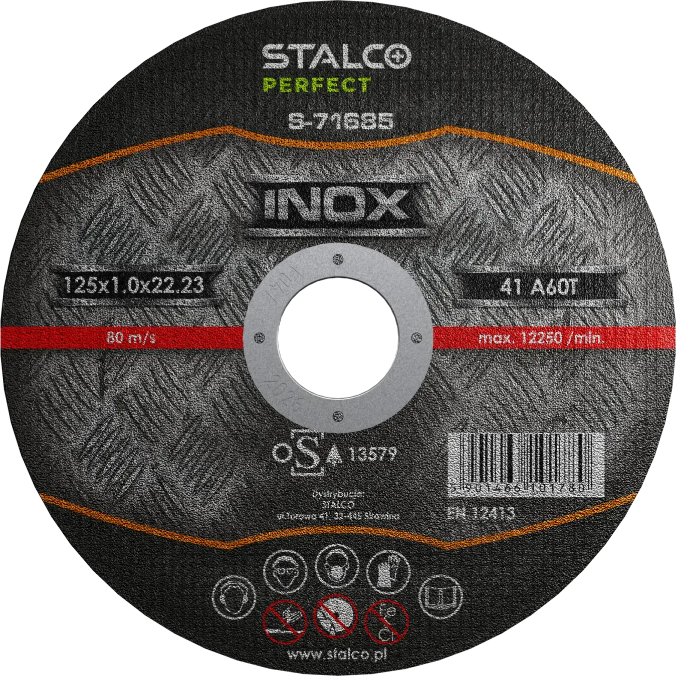 Stainless steel cutting disc – flat ø 125 x 1.0 x 22,23 mm STALCO PERFECT S-71685