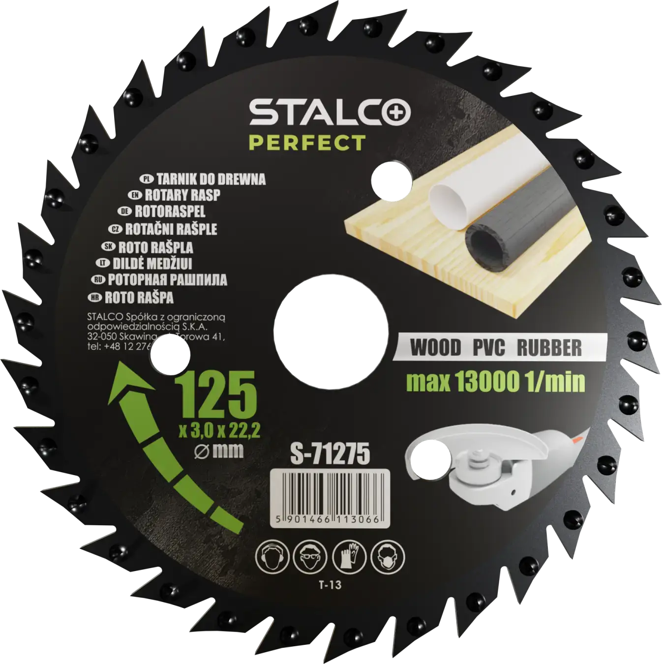 Universal rasp for angle grinder universal rasp, ø 125 x 22, 23 mm STALCO PERFECT S-71275