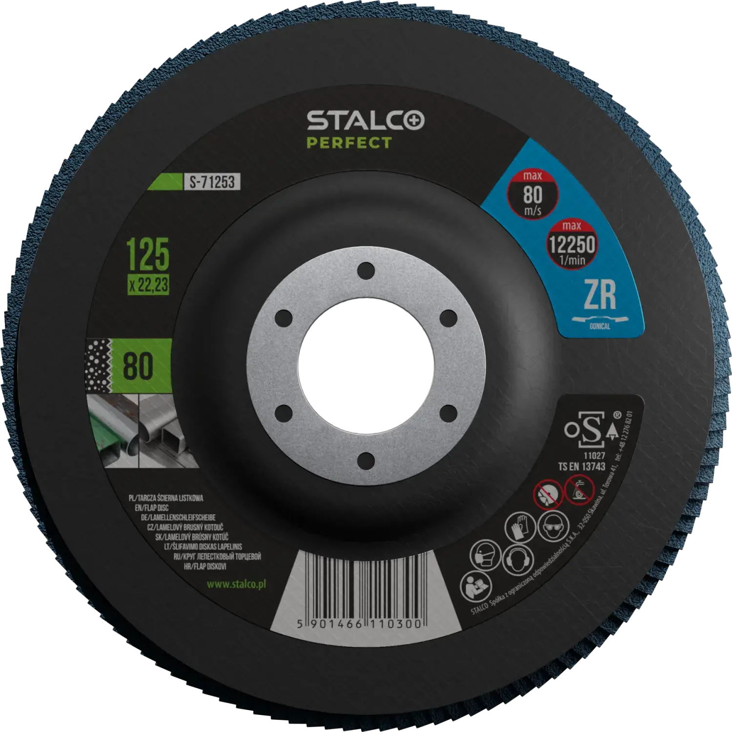 Zircon Flap Grinding Disc Ø 115 x 22,23 mm, G40, Zircon STALCO PERFECT S-71235