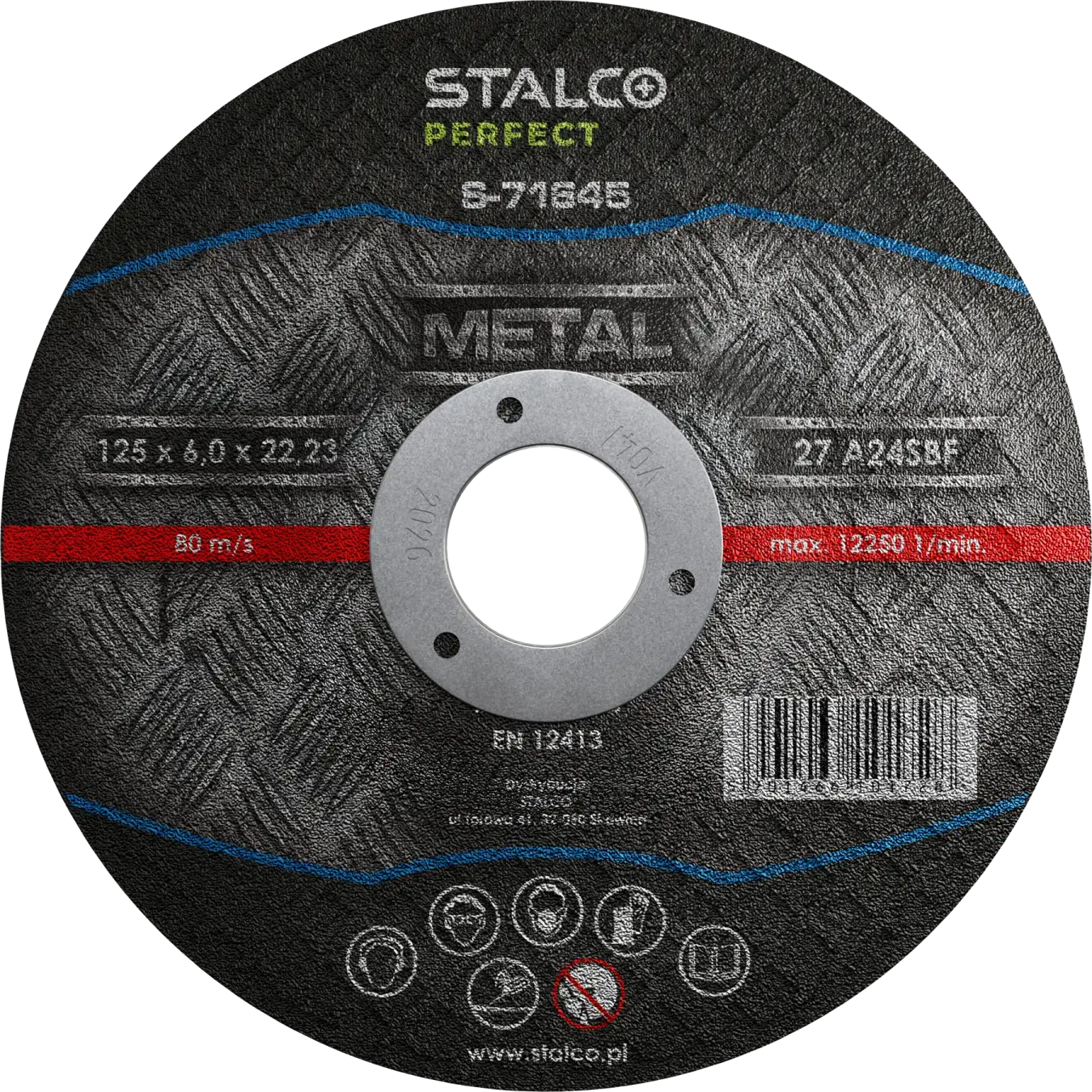 Metal grinding disc – convex ø 115 x 6.0 x 22,23 mm STALCO PERFECT S-71643