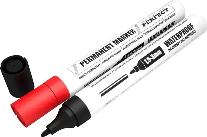 Permanent marker Color red Product specifications 1 pack - 10 pcs Size (mm) 1.5 - 3 STALCO PERFECT S-76023