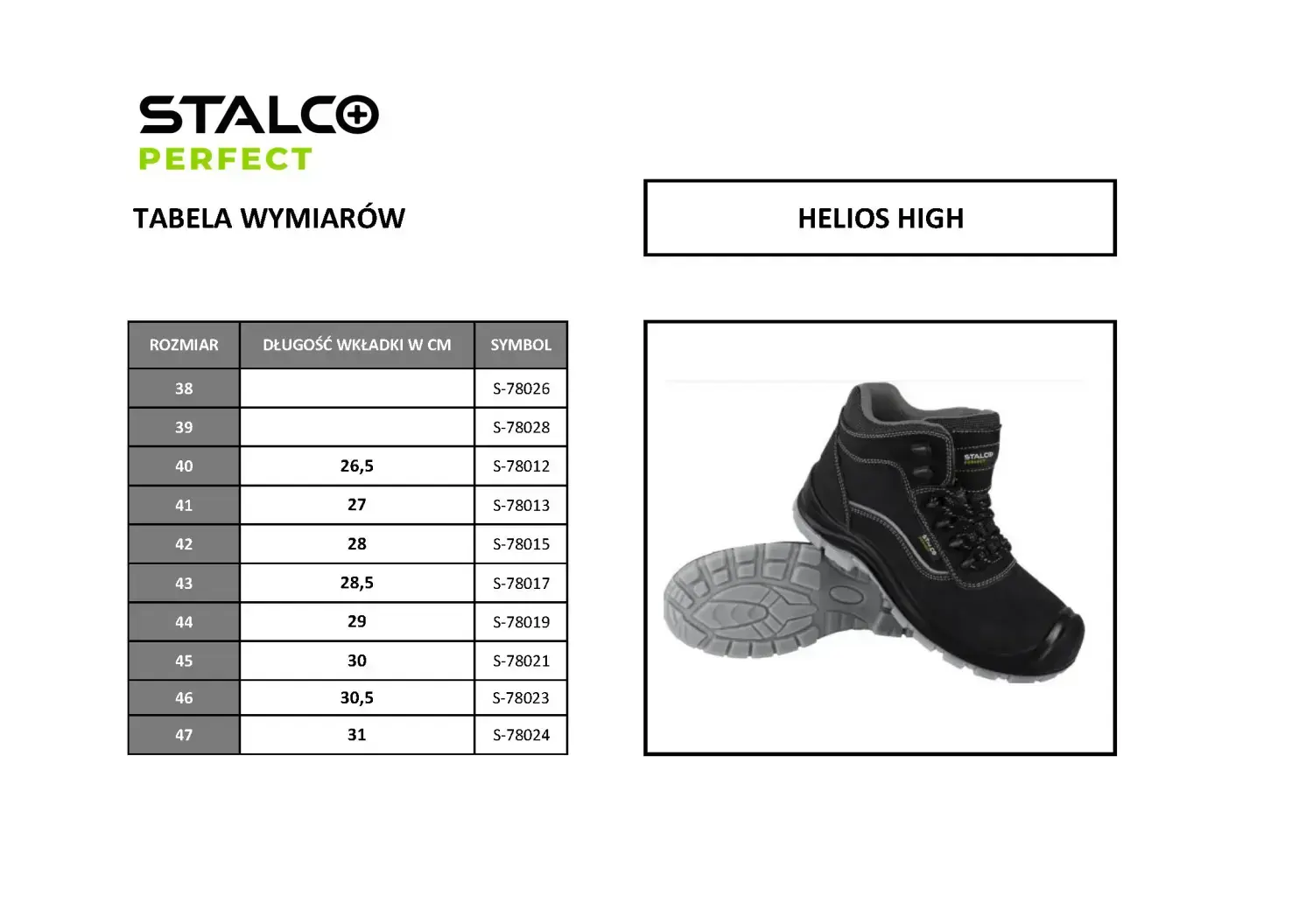 HELIOS HIGH S3 leather boot 40 STALCO PERFECT S-78012