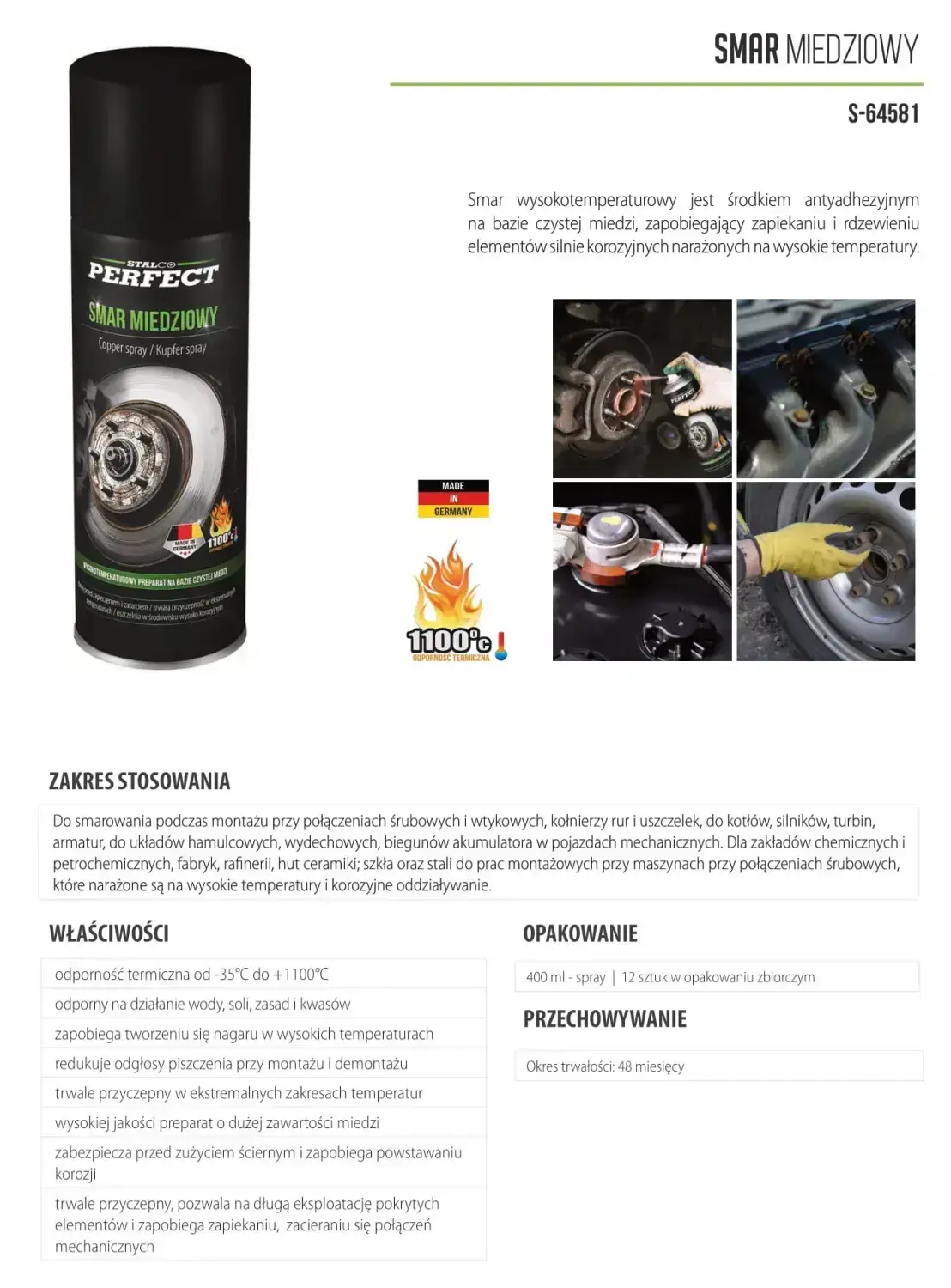 Copper spray Product specifications 400 ml STALCO PERFECT S-64581
