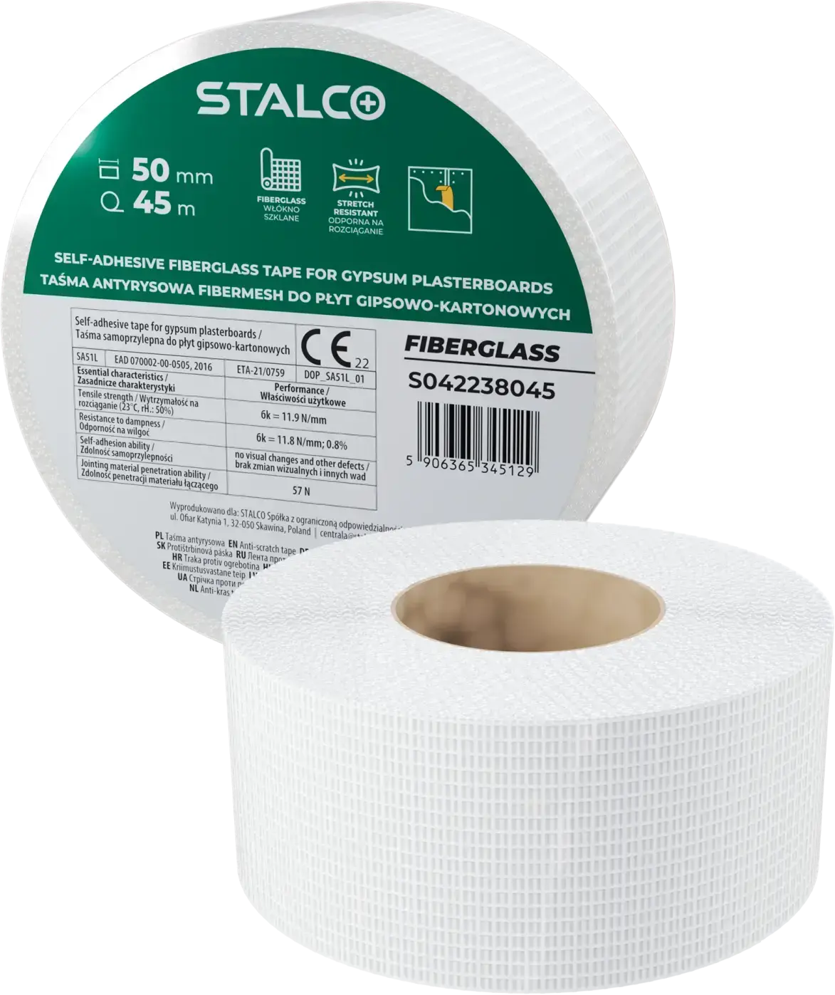 Anti-Crack Fibermesh Tape for G-K Boards 50mm x 90m STALCO S-38090