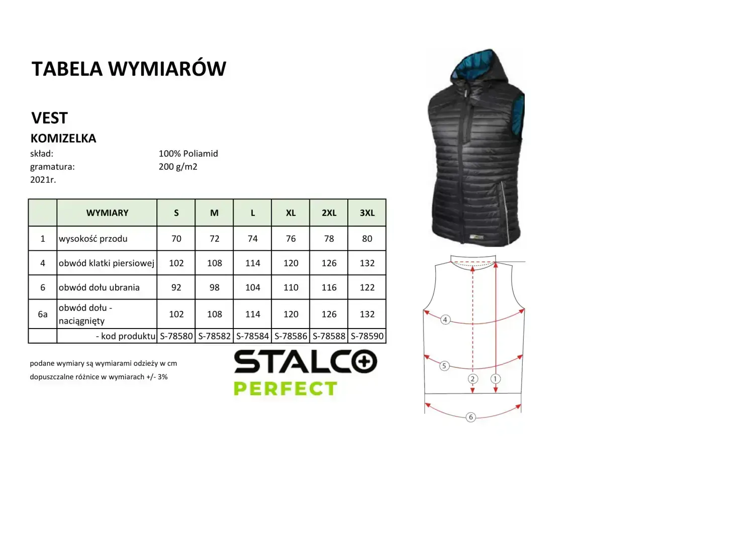 Quilted vest with a hood Size XXXL STALCO S-78590