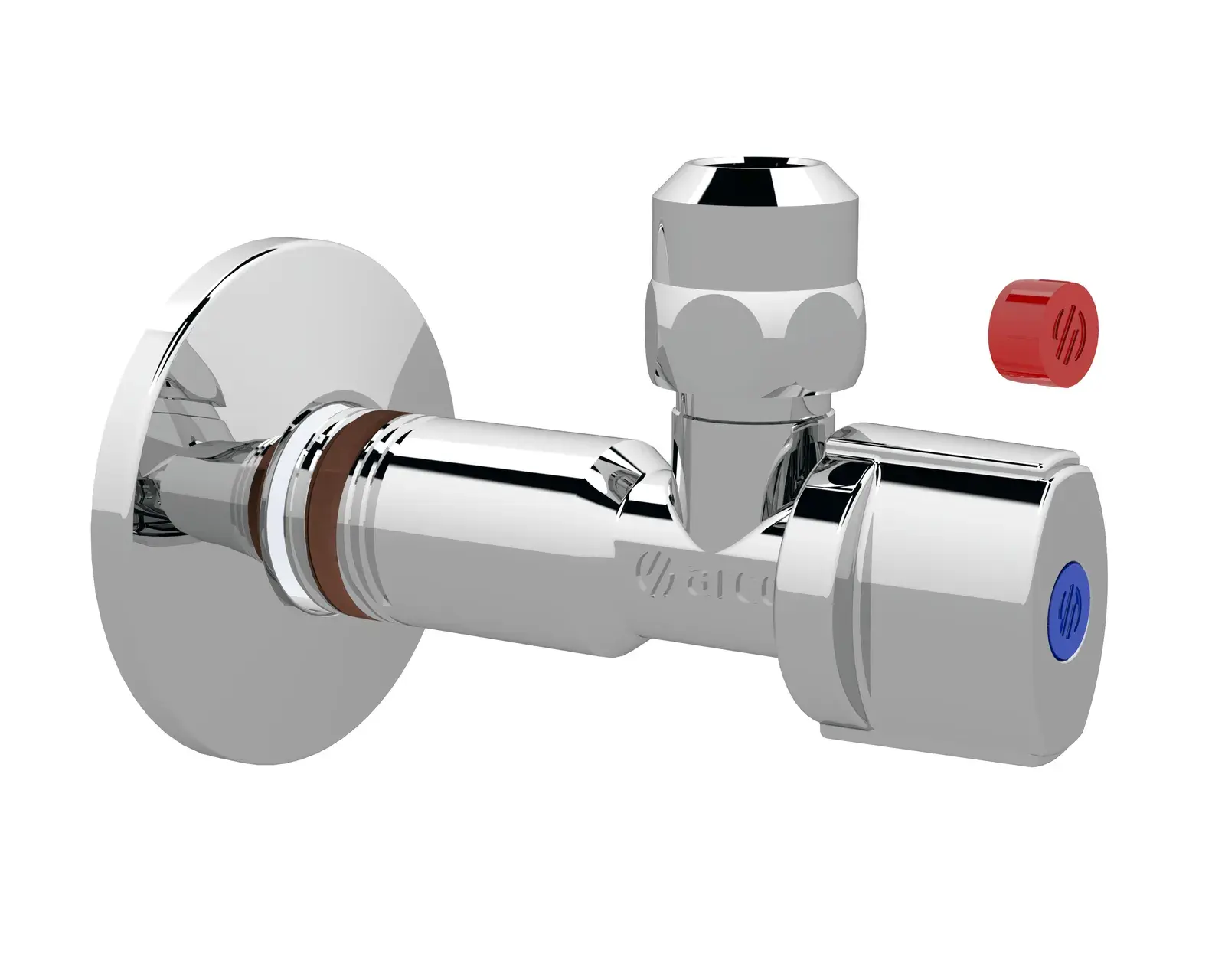 Polished chrome angle valve with metal Nova handle VITAQ ASAG A-80 1/2" M x 3/8" x 10 mm NOV79MAC