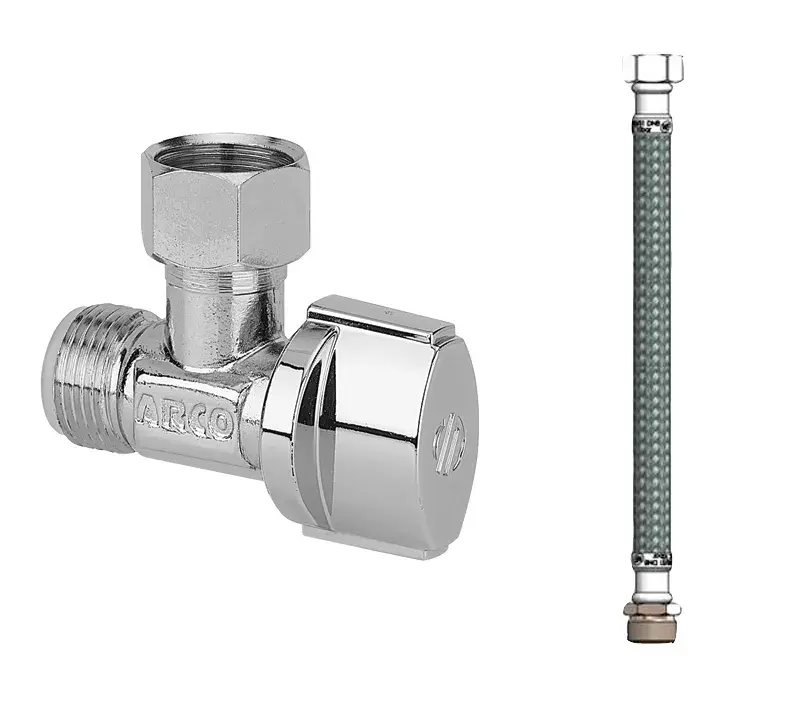 Angle valve + stainless steel flexible hose (set) 3/8" M x 3/8" F, 20 cm FV0011