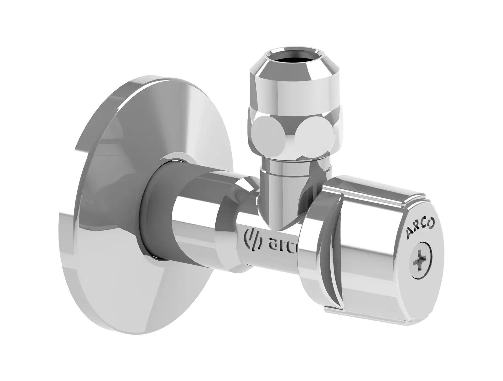 Polished chrome angle valve with metal Nova handle A-80 1/2" M x 3/8" x 10 mm NOV713