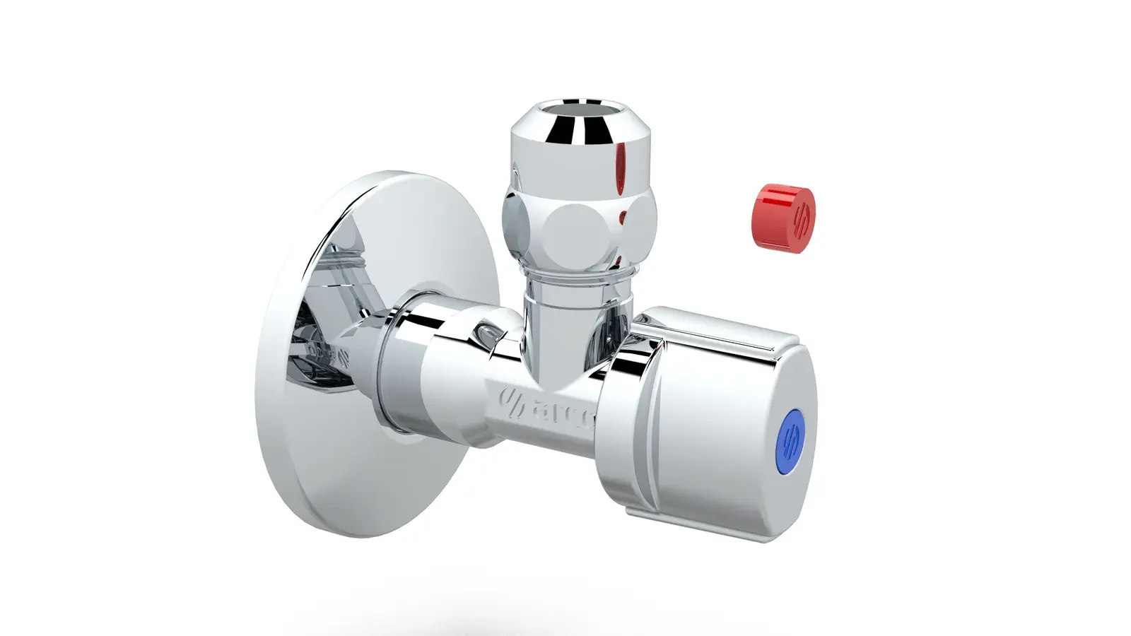 Polished chrome angle valve with check valve A-80 1/2" M x 3/8" x 10 mm NOV25R