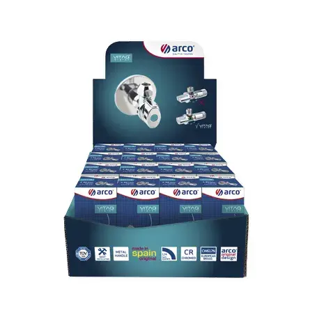 Display box: angle valve A-80 1/2" M x 3/8" M VTQ008