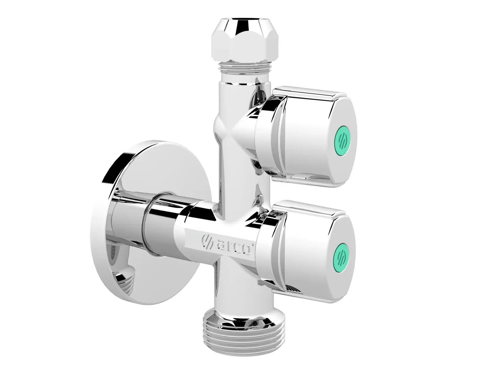 Double washing machine valve Combi 1/2" M x 3/4" M x 3/8" x 10 mm COMB1MAC