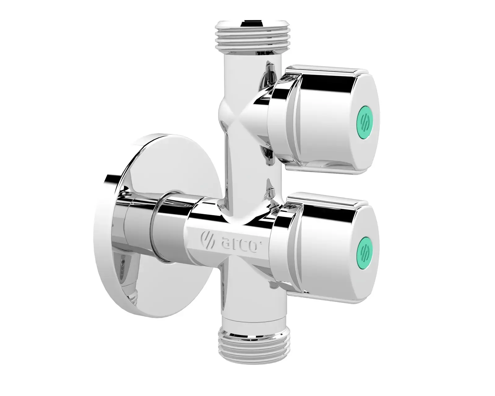 Polished chrome double angle valve A-80 Combi 1/2" M x 1/2" M x 1/2" M COMB15MAC