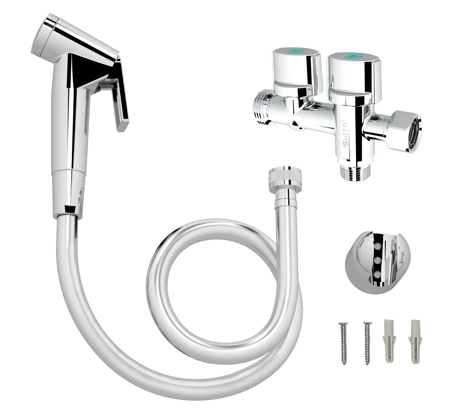 Hand shower set + COMBI double angle valve 1/2" loose nut WP016