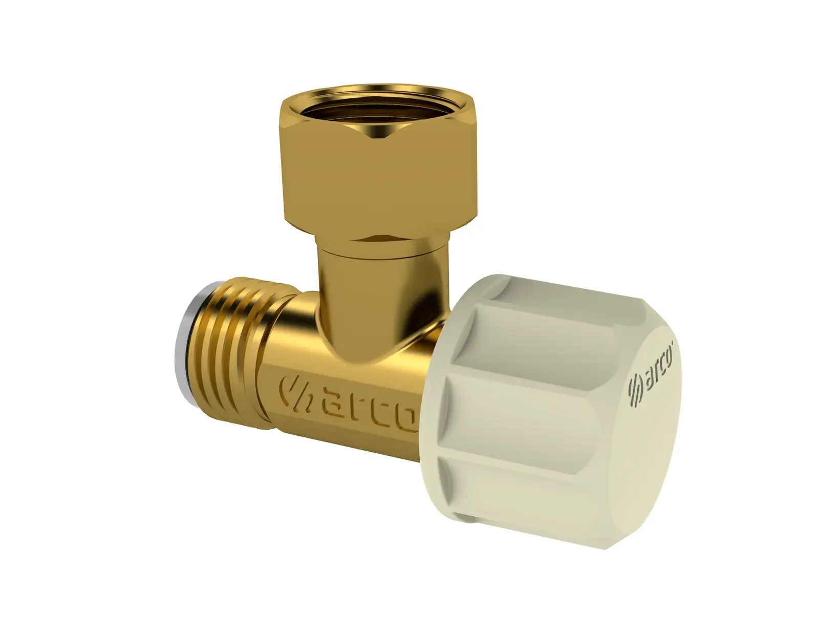 Multiturn angle valve with white round handle Regula 3/8" M x 3/8" loose nut Z0691