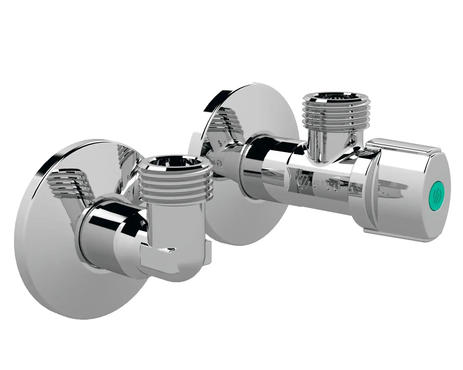 Thermo set: high-flow angle valve + elbow with rosette 1/2" M x 1/2" M KT54MAC