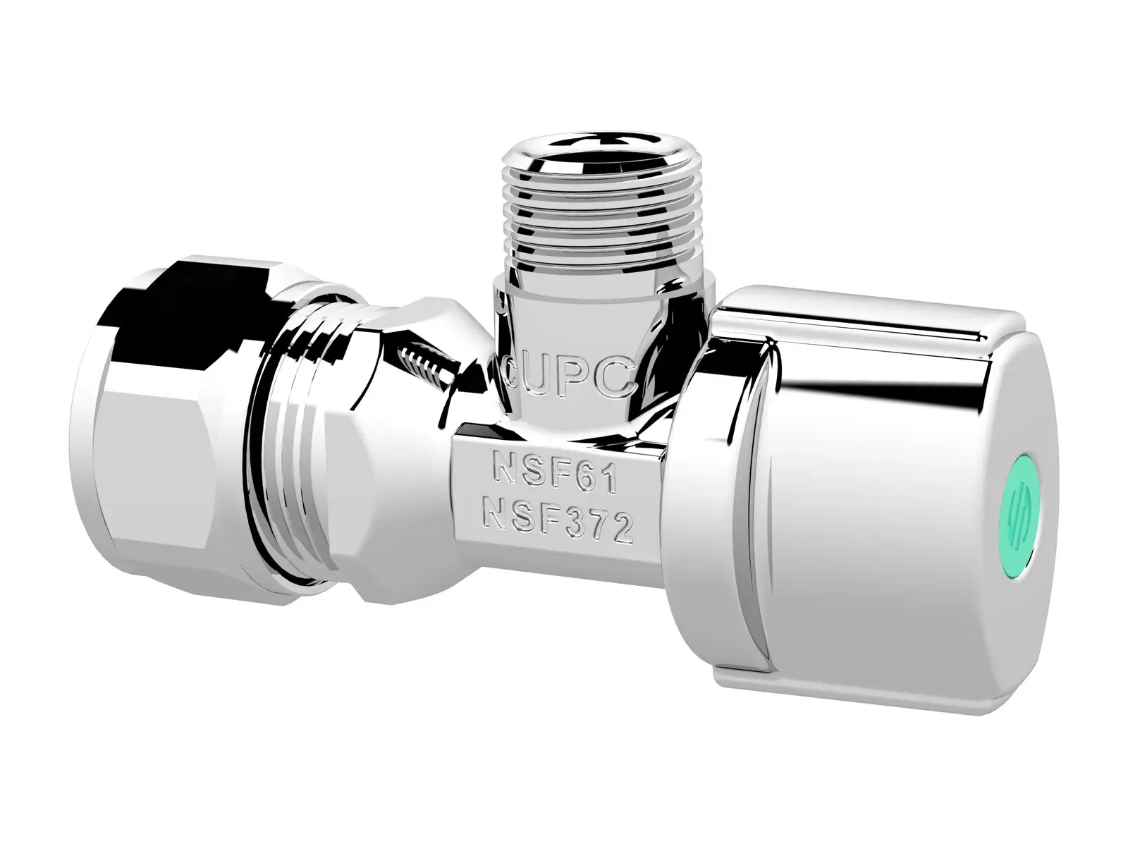 1/4-turn angle supply stop without nut and sleeve 5/8" OD x 3/8" OD 214310L
