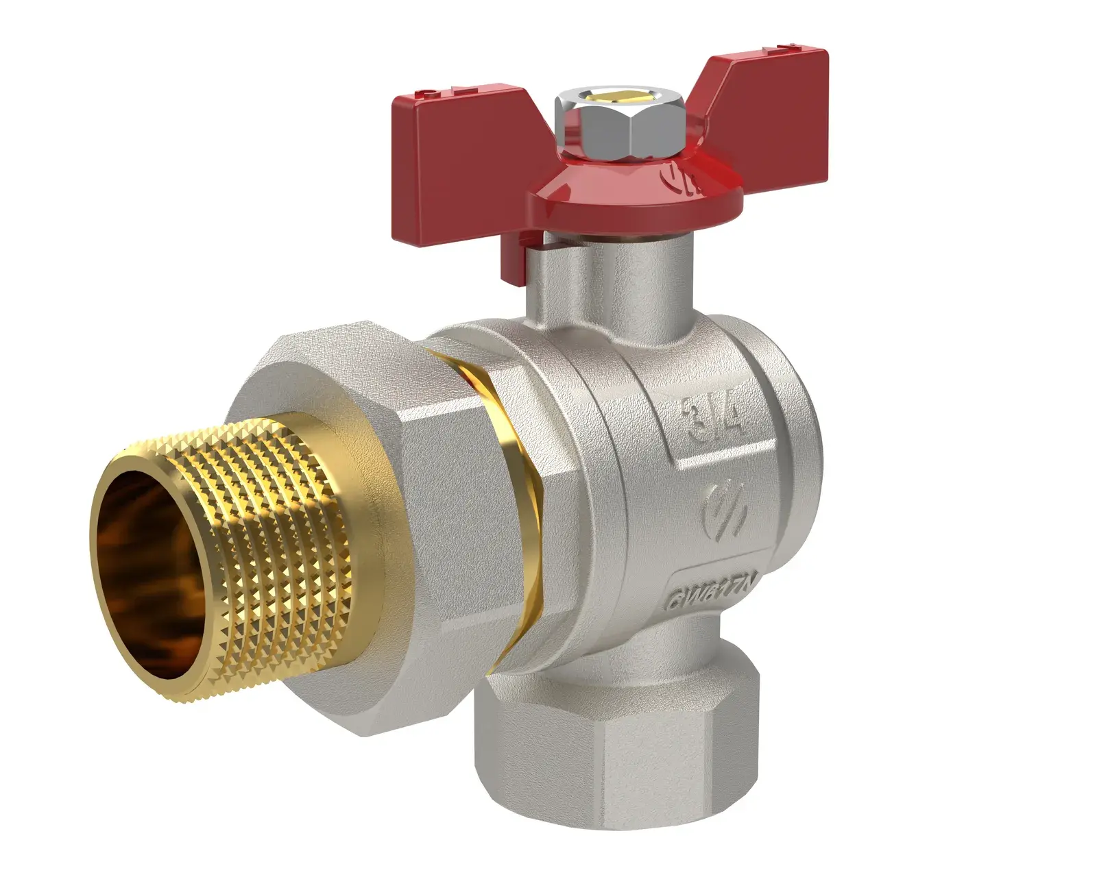 Angle ball valve with coupling Sena Ni-Free 1/2" F x 1/2" M 754303