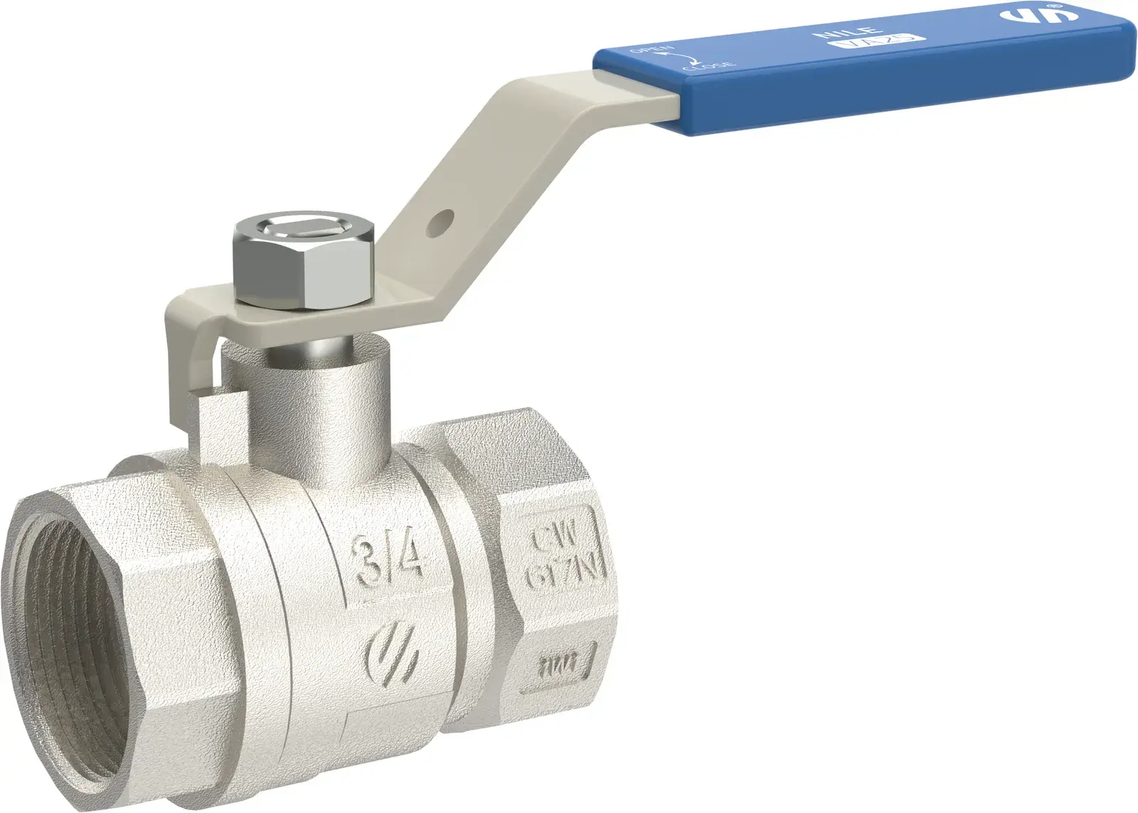 Ball valve with blue lever handle Nile 1/2" F x 1/2" F 760403