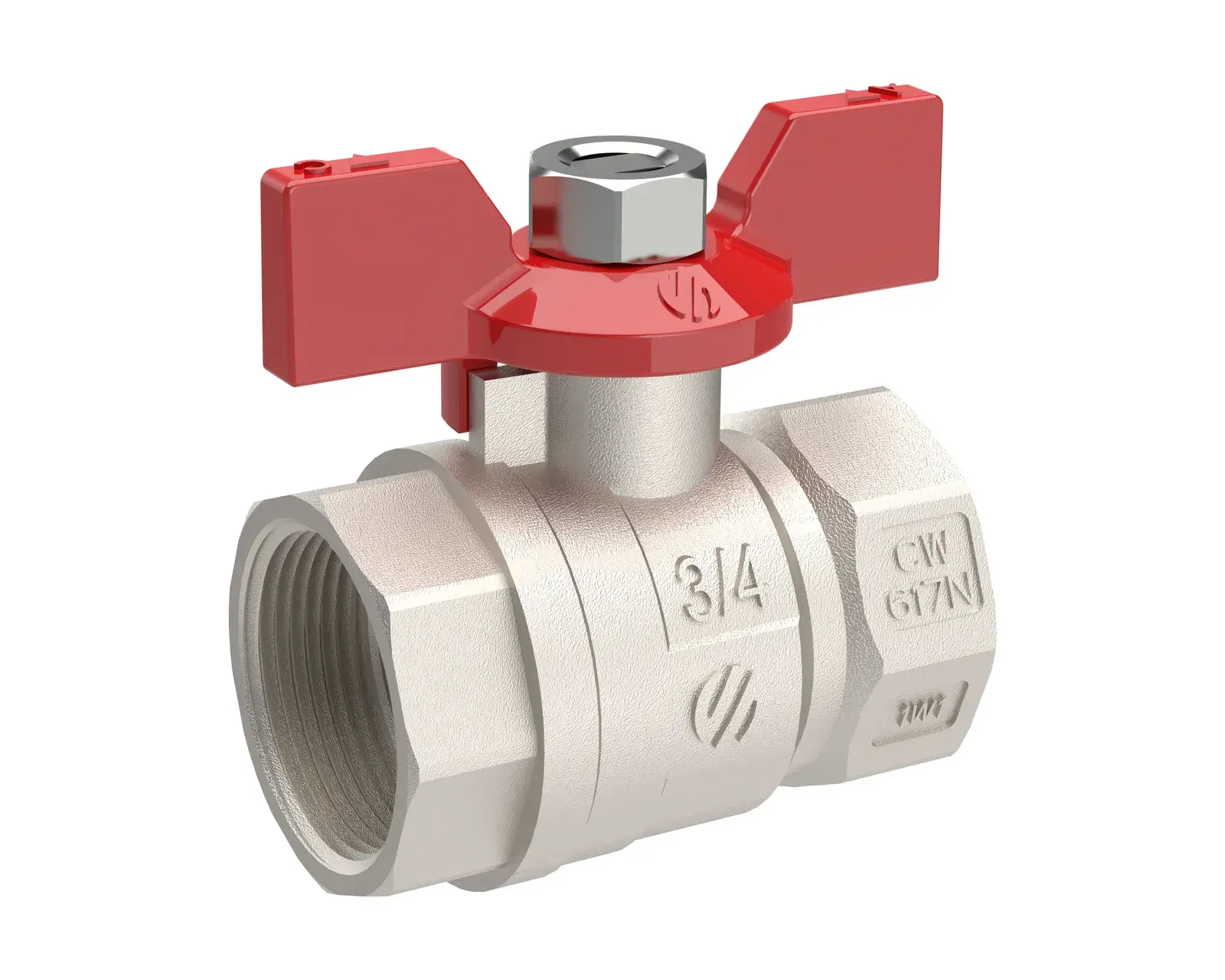 Ball valve with red butterfly handle Nile 1/2" F x 1/2" F 763103