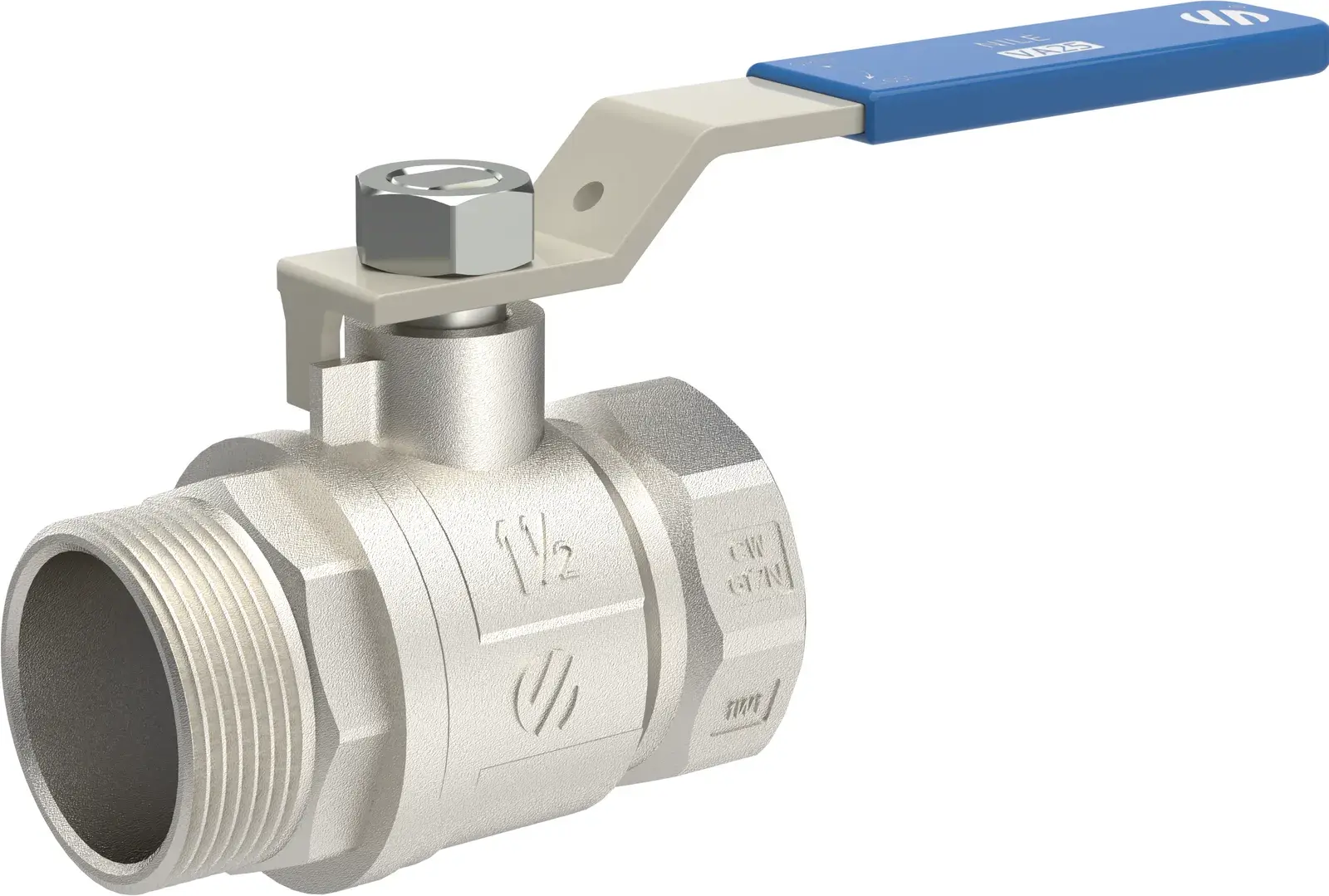 Ball valve with blue lever handle Nile 1 1/2" M x 1 1/2" F 760607AZ