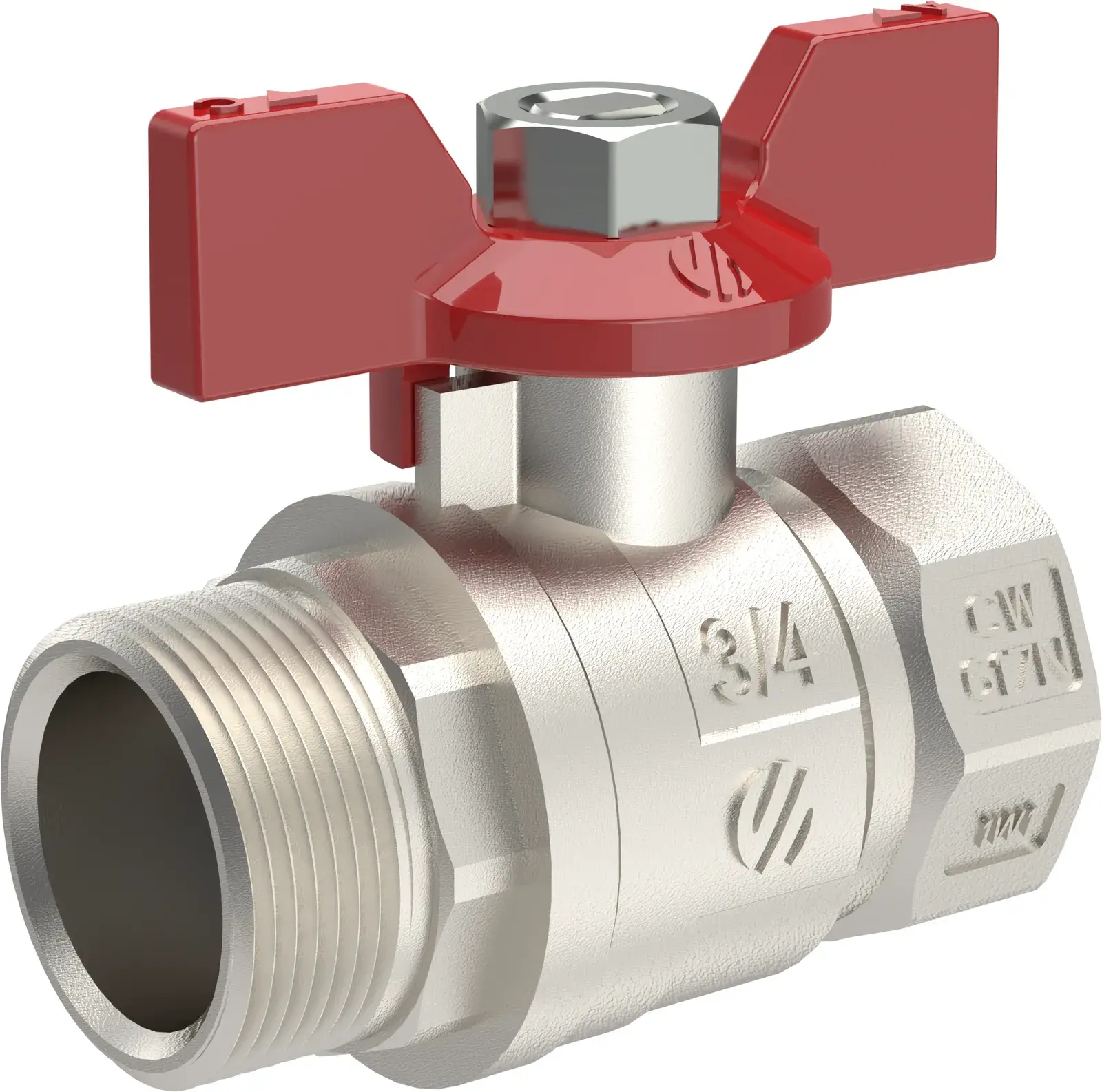 Ball valve with red butterfly handle Nile 1/2" M x 1/2" F 763603