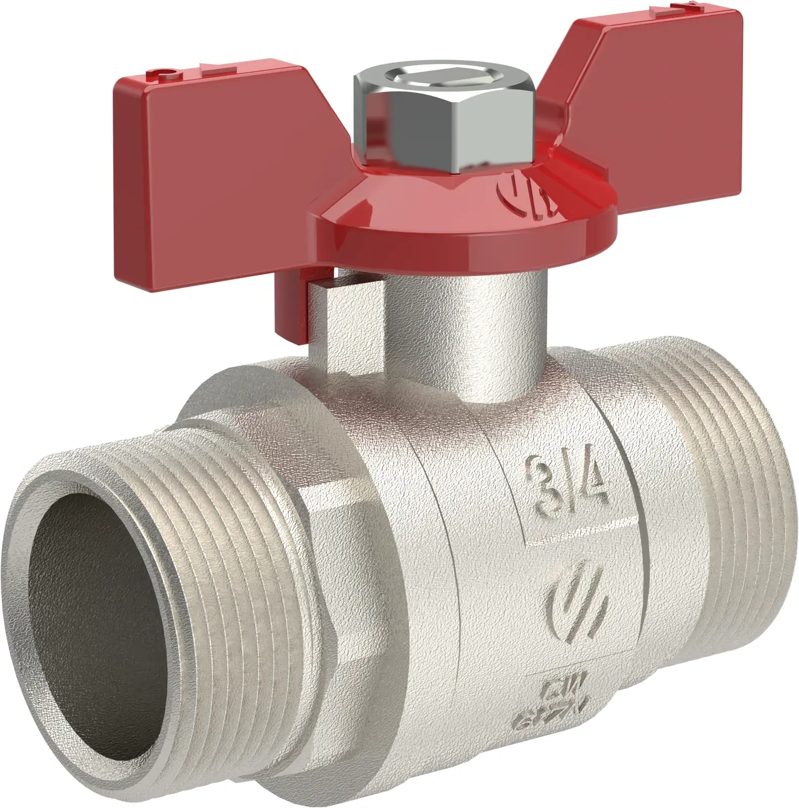 Ball valve with red butterfly handle Nile 3/4" M x 3/4" M 763904