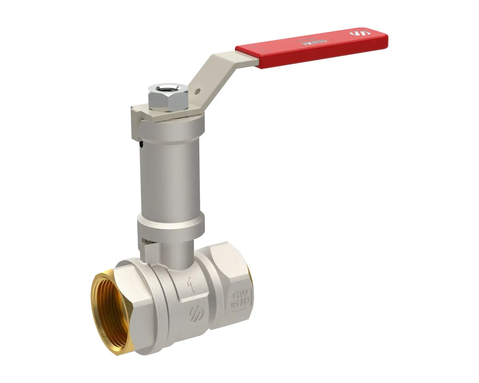 Ball valve with red extended lever handle Sena Ni-Free 3/4" F x 3/4" F 750104EX