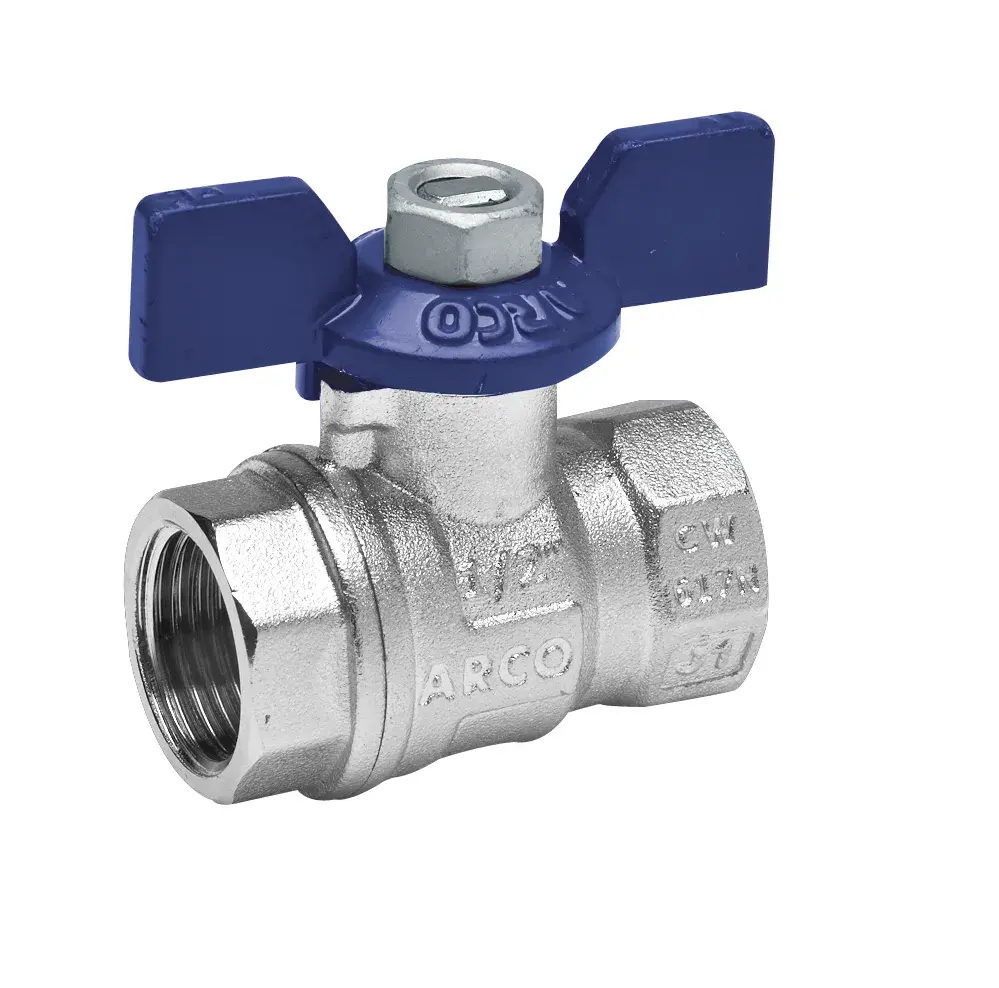 Ball valve with blue butterfly handle Turia 1/2" F x 1/2" F NPT 01206NB