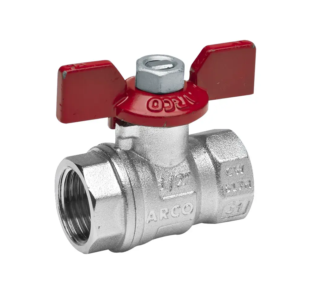 Ball valve with red butterfly handle Turia 1/4" F x 1/4" F 0120108