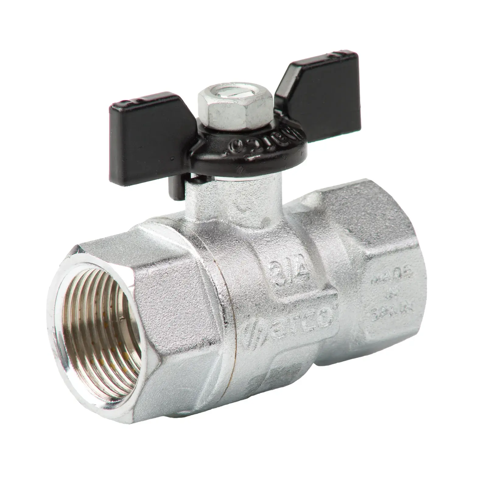 Ball valve with black butterfly handle Tajo 2000 3/8" F x 3/8" F 01112