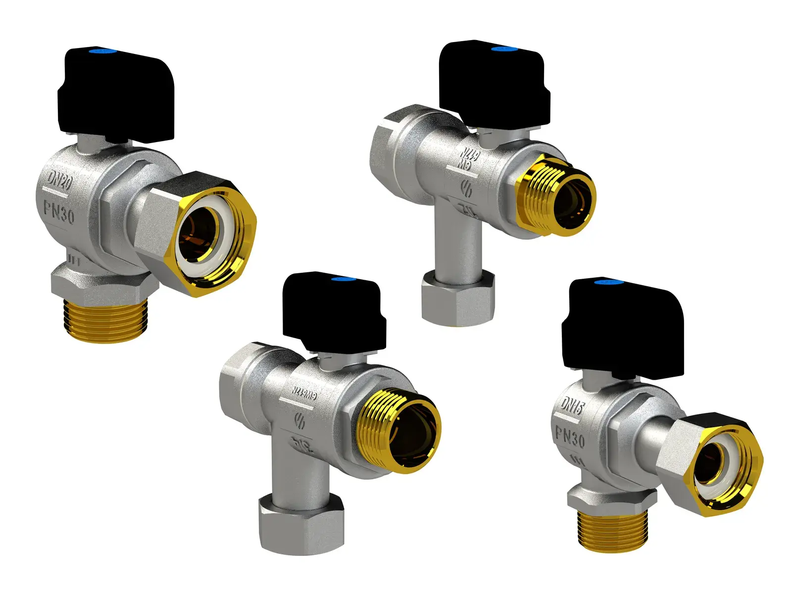 Angle ball valve kit with 1 filter and check valve Sena KVC07