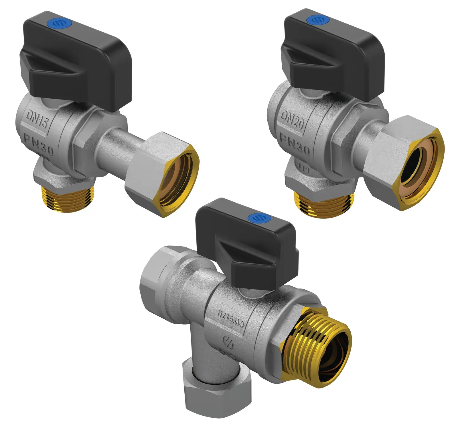 Angle ball valve kit with 1 filter Sena KVC06