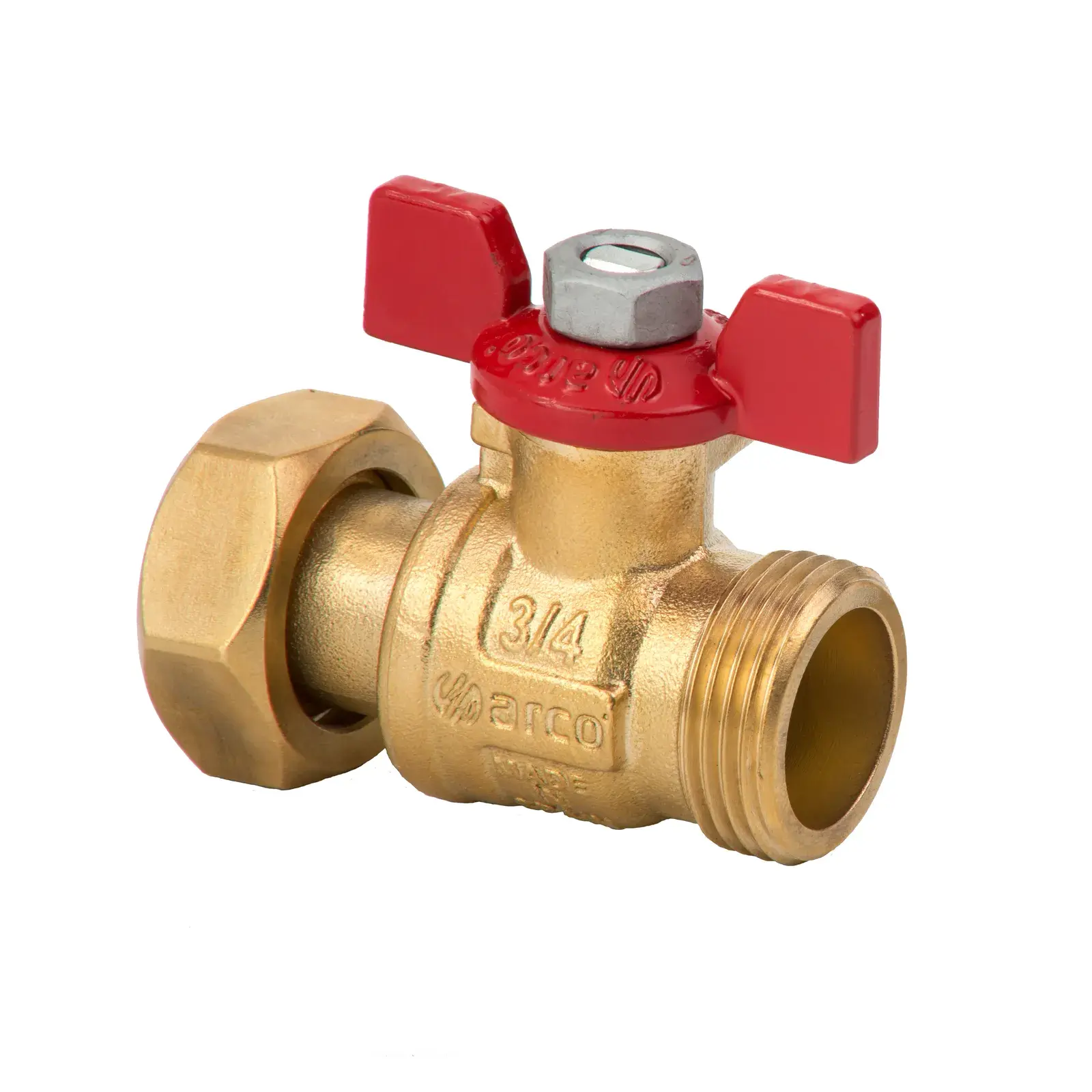Manifold ball valve Turia 3/4" M x 3/4" loose nut F1174