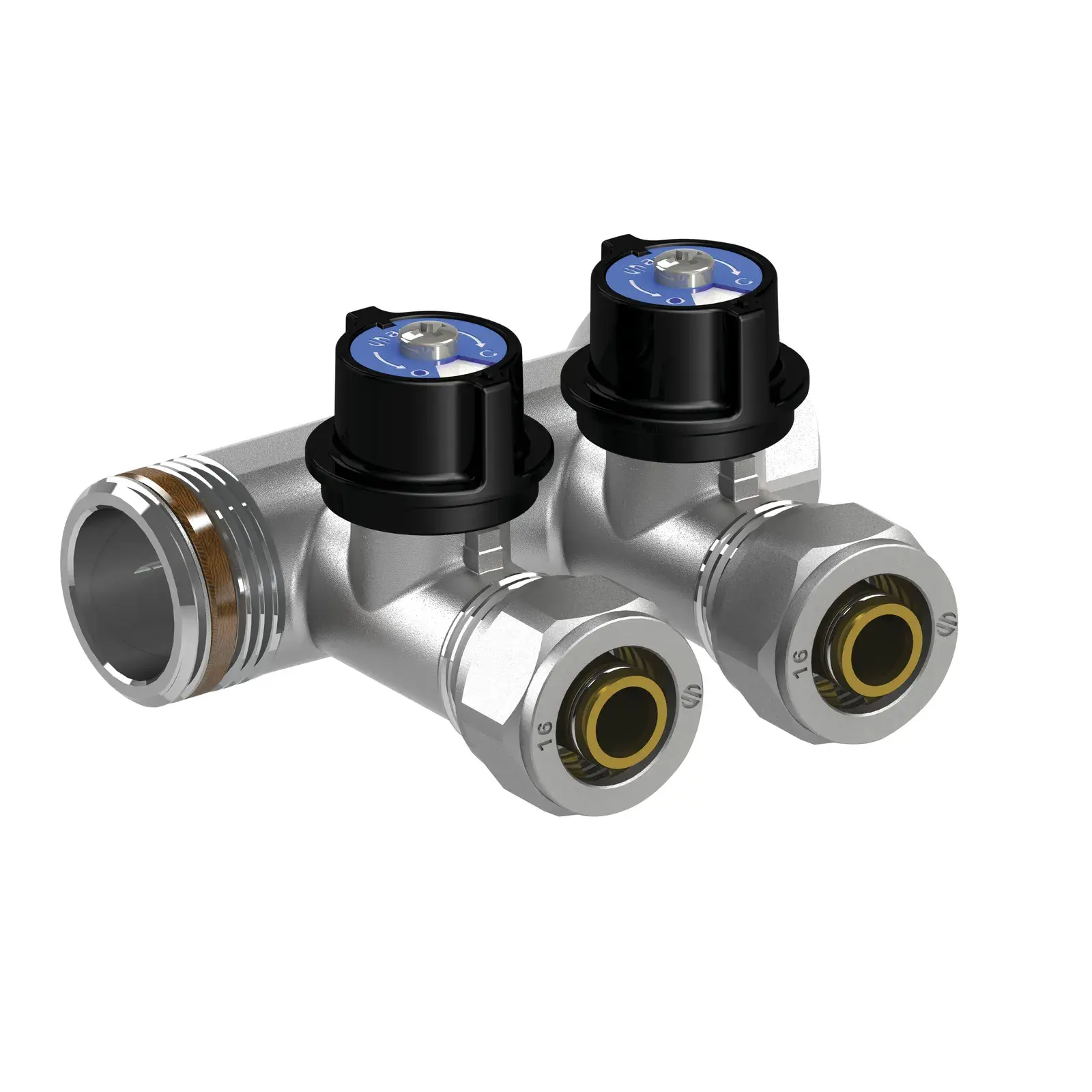 Manifold for multilayer pipe 3/4" M X 3/4" F-3 ways 16X2 38130